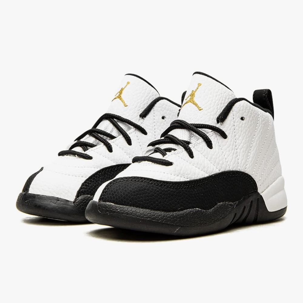 NIKE JORDAN Toddler Sneakers Black White Gold Retro Royalty High Top Shoes